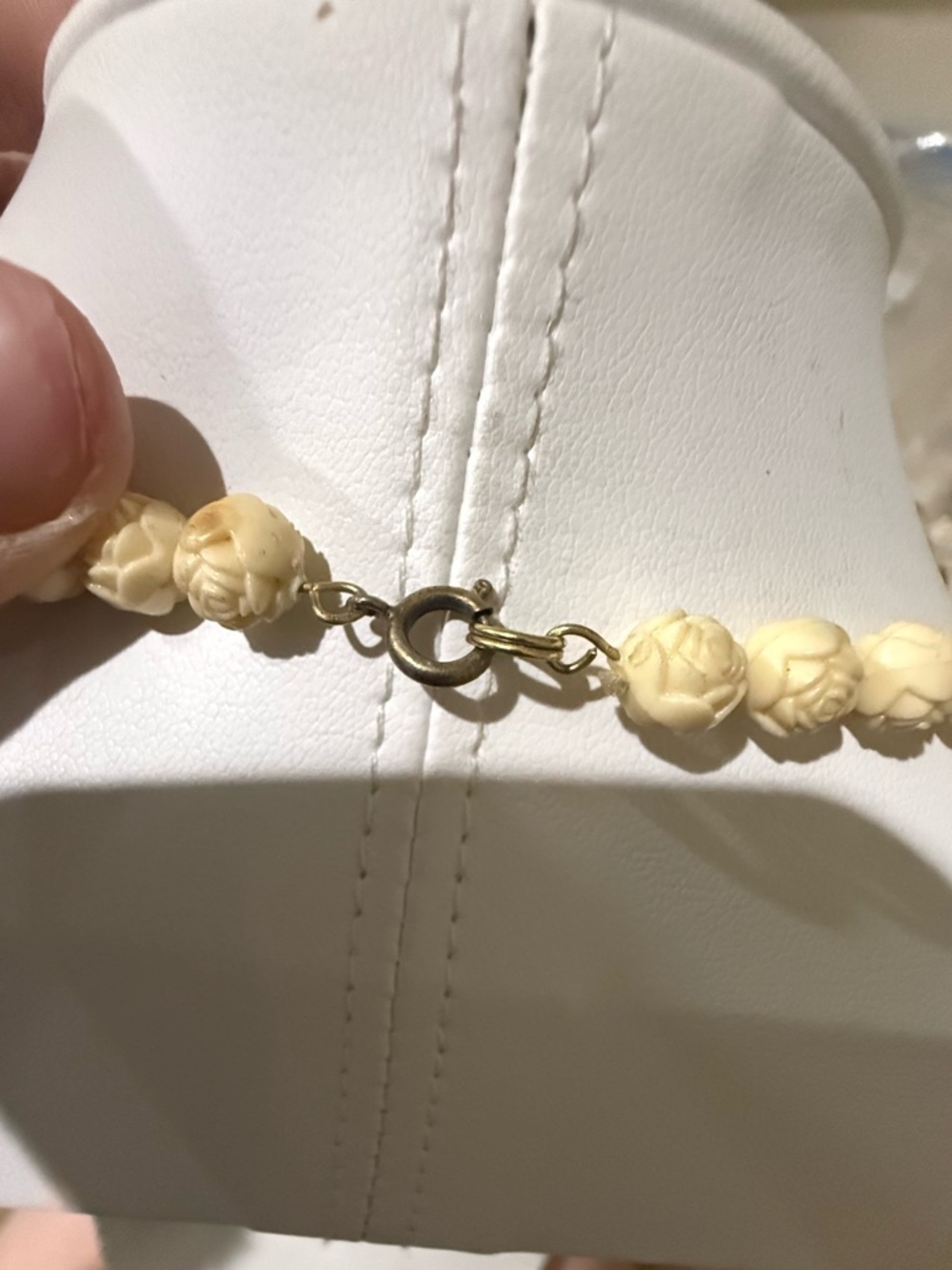 Vintage Carved Rose Bead Necklace - Picture 5 of 6